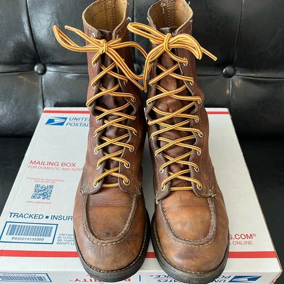 Vintage Chippewa Moc Toe Lace-Up Boots Made in USA Sz 9A - Picture 2 of 8